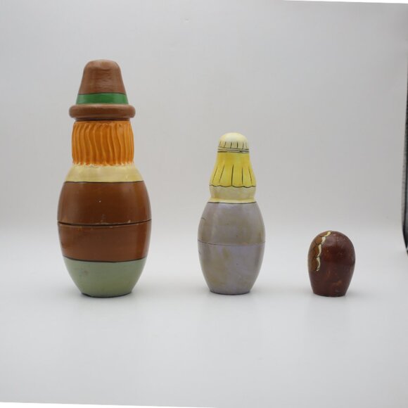 Village Thanksgiving Pilgrim Nesting Dolls Hand Painted ~ 3 Pieces - Picture 6 of 8